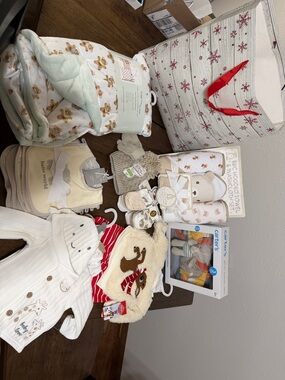 Carter's Cream and Mint Baby Gift Set with Plush Reindeer Accents